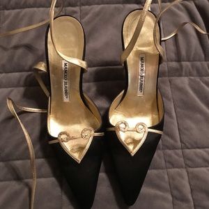 Black and gold manolo blahniks